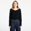 Pulóver Calvin Klein Jeans Fluffy Yarn V-Neck Sweater Black XS-alacsony-ár