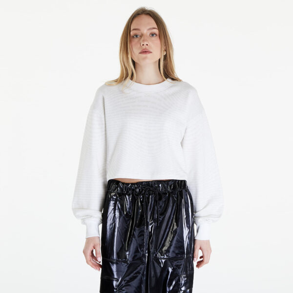 Pulóver Calvin Klein Jeans Logo Short Crewneck Warp Logo White S-alacsony-ár