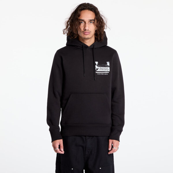 Pulóver Calvin Klein Jeans Subway Sign Hoodie Black M-alacsony-ár