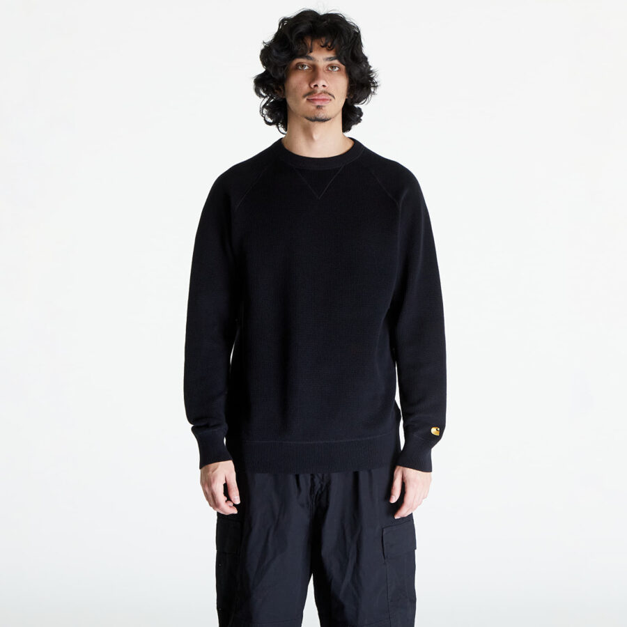 Pulóver Carhartt WIP Chase Sweater UNISEX Black/ Gold XS-alacsony-ár