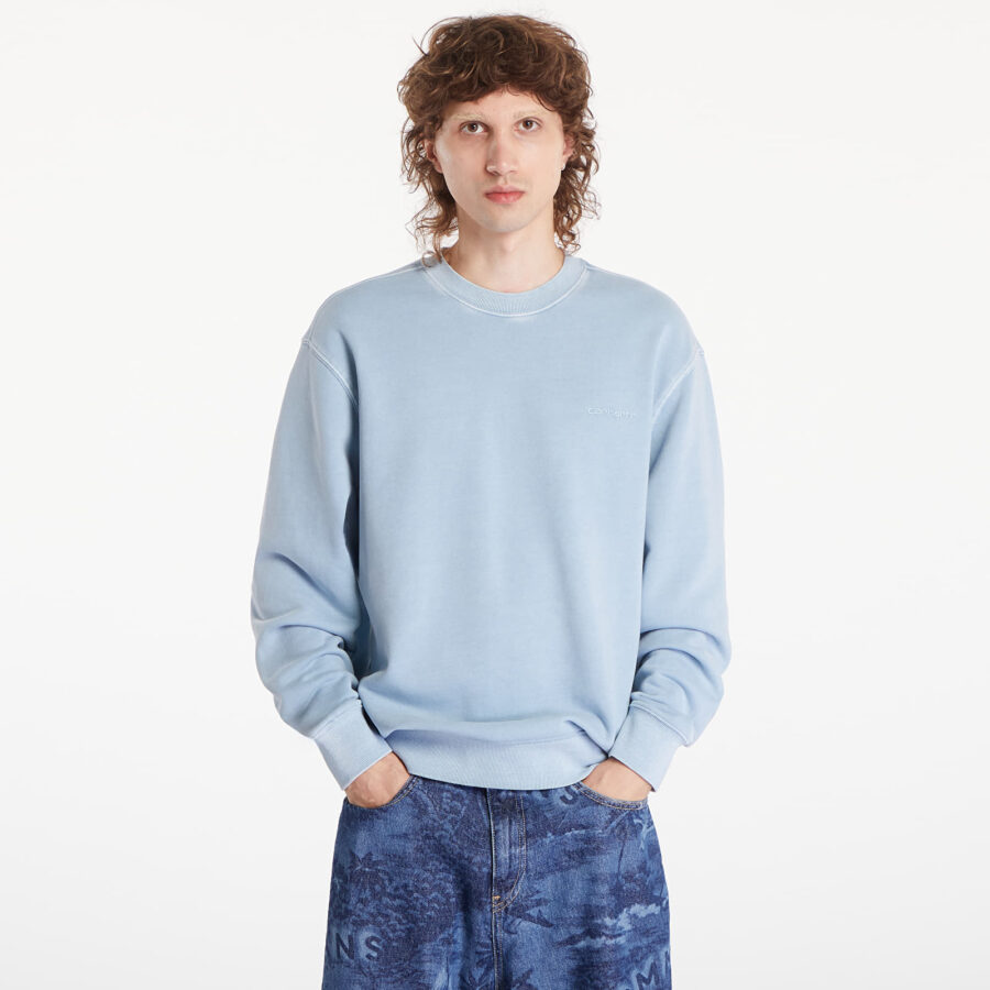 Pulóver Carhartt WIP Duster Script Sweatshirt UNISEX Misty Sky Garment Dyed XS-alacsony-ár