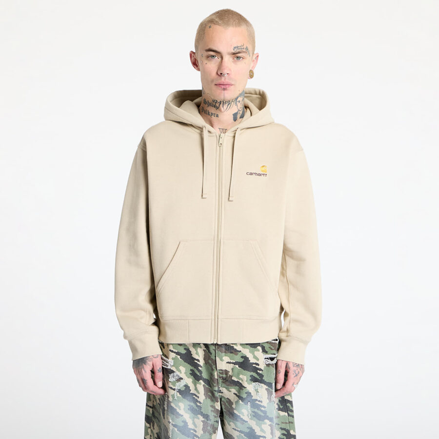Pulóver Carhartt WIP Hooded American Script Jacket UNISEX Fleur De Sel L-alacsony-ár