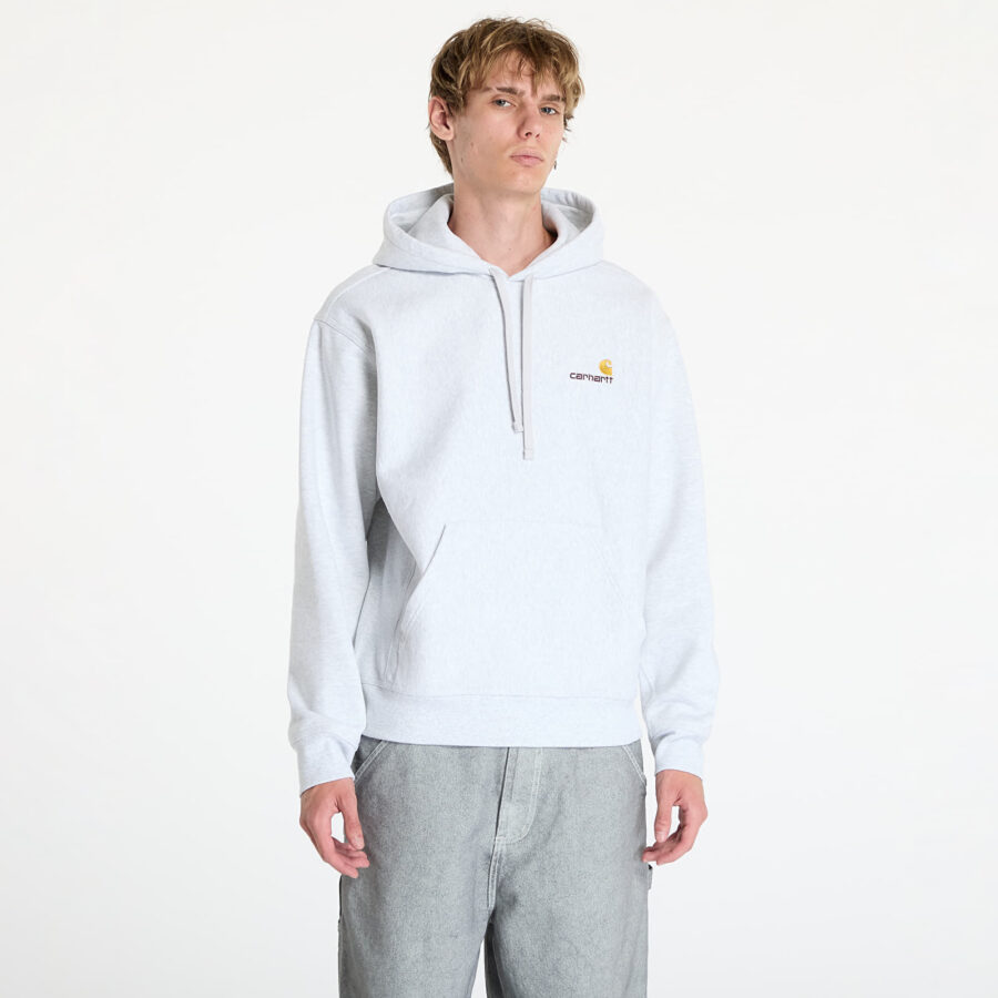 Pulóver Carhartt WIP Hooded American Script Sweat Ash Heather XS-alacsony-ár