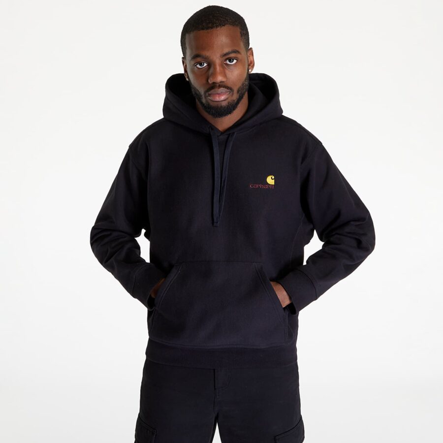Pulóver Carhartt WIP Hooded American Script Sweat Black XS-alacsony-ár