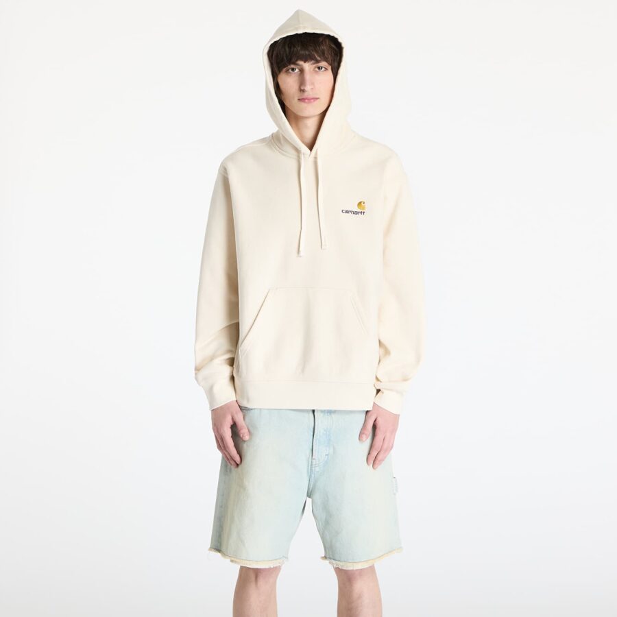 Pulóver Carhartt WIP Hooded American Script Sweat UNISEX Natural S-alacsony-ár