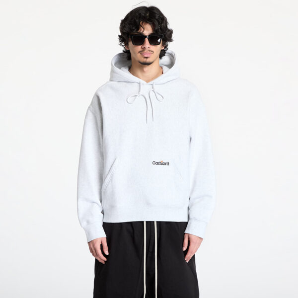 Pulóver Carhartt WIP Hooded Label Script Sweat UNISEX Ash Heather M-alacsony-ár