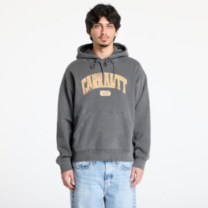 Pulóver Carhartt WIP Hooded Library Sweat UNISEX Black Garment Dyed XS-alacsony-ár