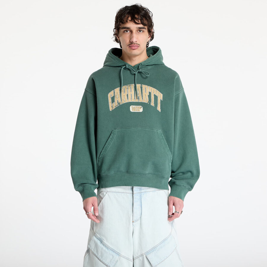 Pulóver Carhartt WIP Hooded Library Sweat UNISEX Conifer Garment Dyed XL-alacsony-ár