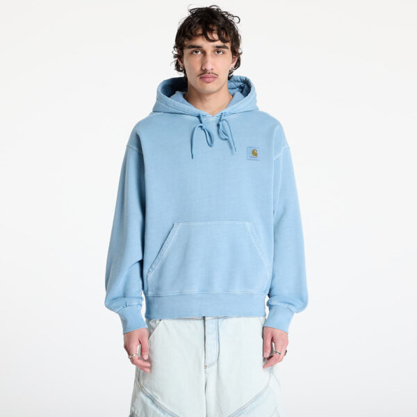 Pulóver Carhartt WIP Hooded Nelson Sweat UNISEX Clay Blue Garment Dyed L-alacsony-ár