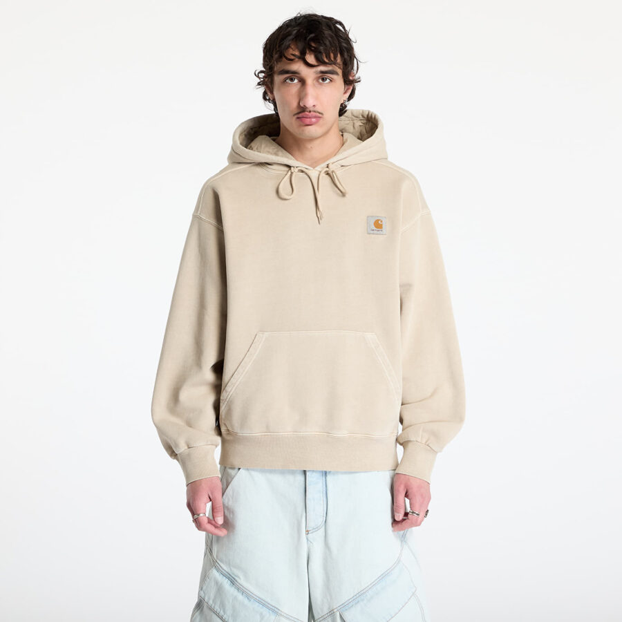 Pulóver Carhartt WIP Hooded Nelson Sweat UNISEX Fleur De Sel Garment Dyed XS-alacsony-ár