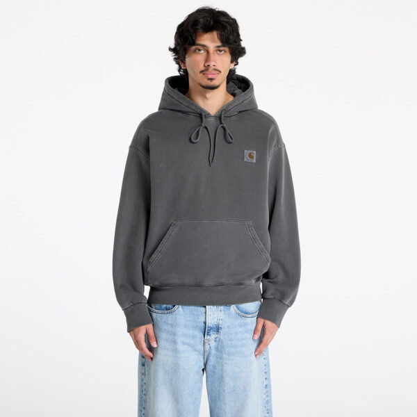 Pulóver Carhartt WIP Hooded Nelson Sweat UNISEX Graphite Garment Dyed XS-alacsony-ár