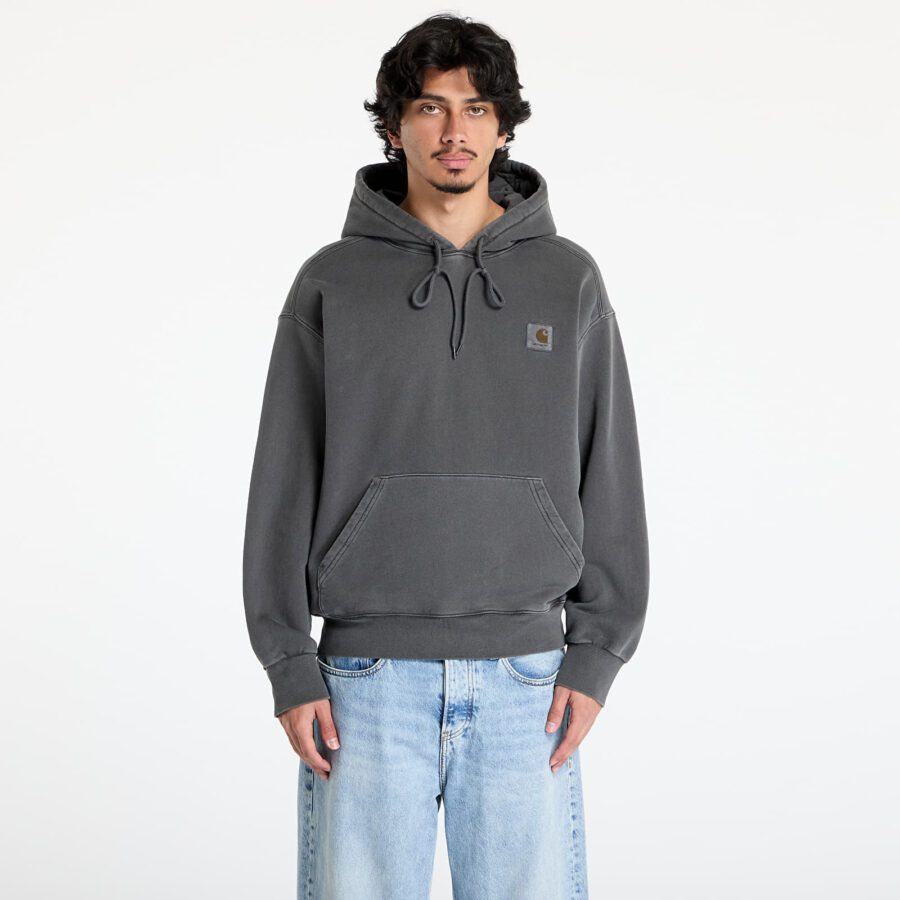 Pulóver Carhartt WIP Hooded Nelson Sweat UNISEX Graphite Garment Dyed XS-alacsony-ár