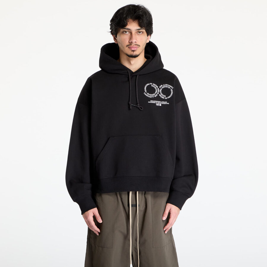 Pulóver Carhartt WIP Hooded Rotation Sweat UNISEX Black/ White XS-alacsony-ár