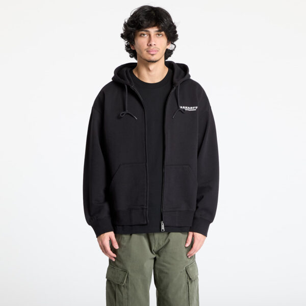 Pulóver Carhartt WIP Hooded Runaway Sweat Jacket UNISEX Black/ Wax Stone Washed M-alacsony-ár