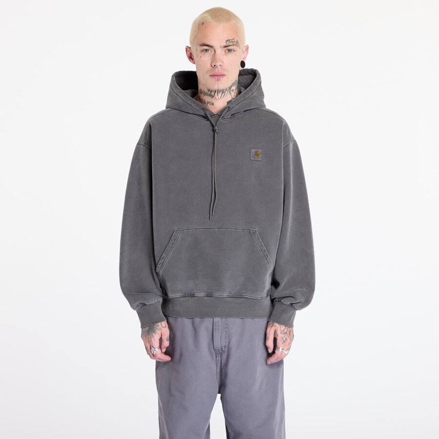 Pulóver Carhartt WIP Hooded Vista Sweat UNISEX Graphite Garment Dyed S-alacsony-ár