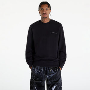 Pulóver Carhartt WIP Script Embroidery Sweatshirt UNISEX Black/ White S-alacsony-ár