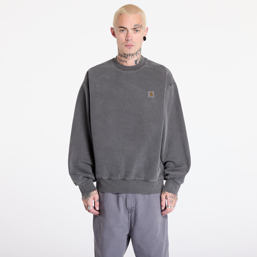 Pulóver Carhartt WIP Vista Sweat UNISEX Graphite Garment Dyed XS-alacsony-ár