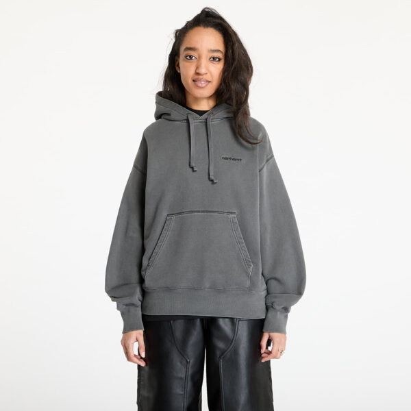 Pulóver Carhartt WIP W' Hooded Lumo Sweat Black Garment Dyed XS-alacsony-ár