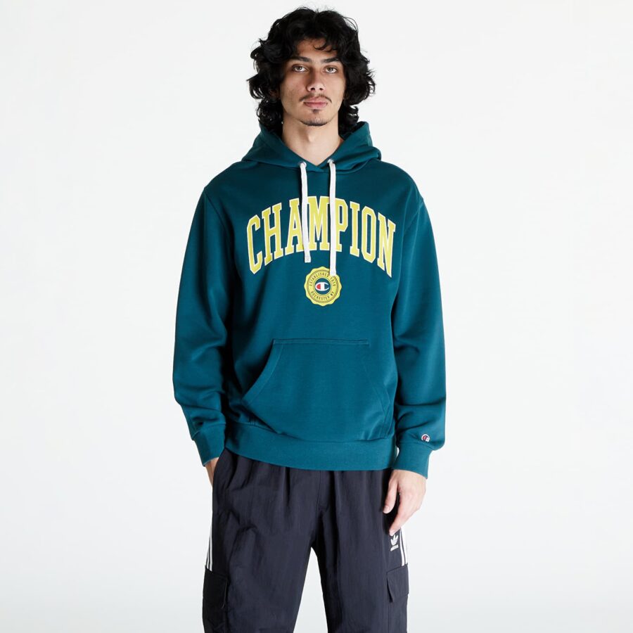 Pulóver Champion Hooded Sweatshirt Green M-alacsony-ár