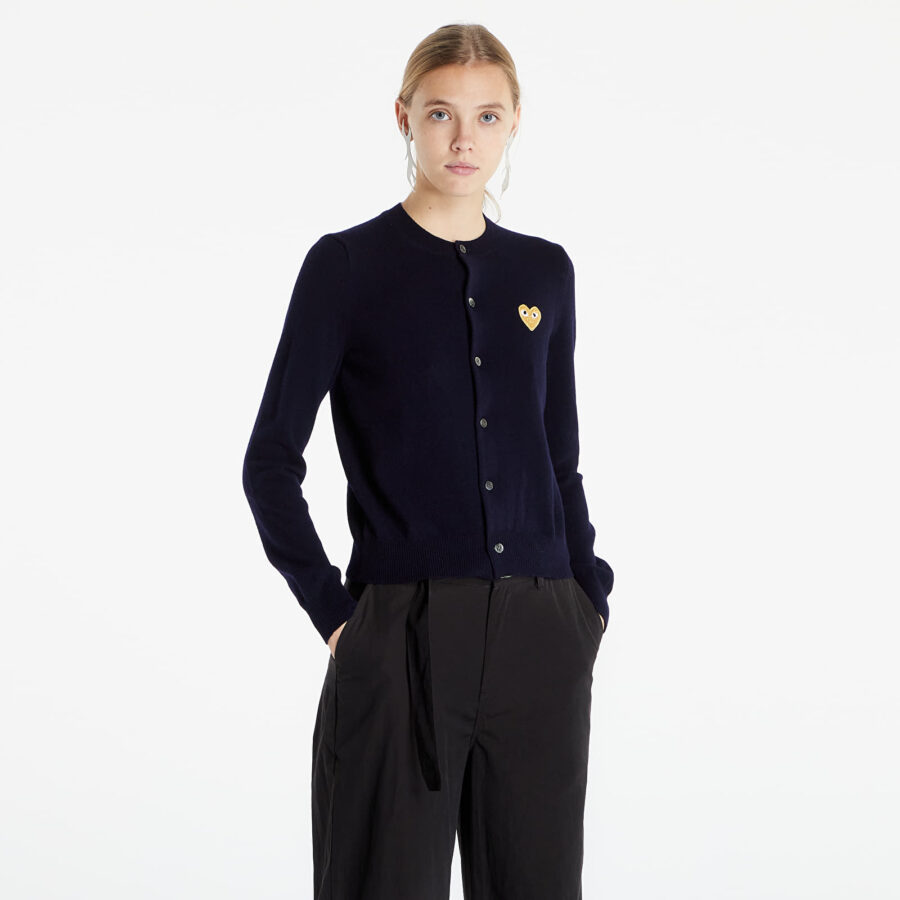 Pulóver Comme des Garçons PLAY Cardigan Knit Navy S-alacsony-ár