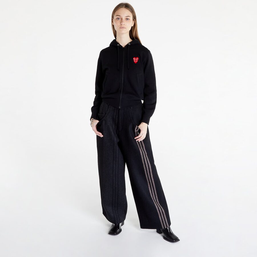 Pulóver Comme des Garçons PLAY Double Heart Zip Hoodie Black S-alacsony-ár