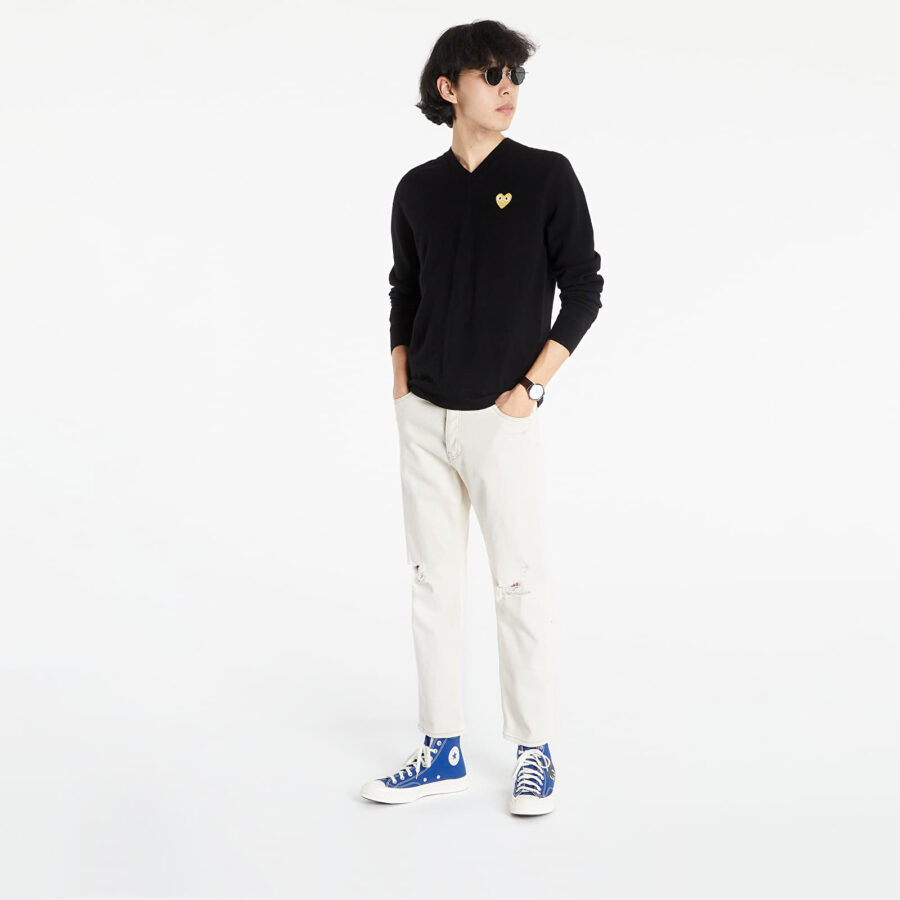 Pulóver Comme des Garçons PLAY Knit Pullover Black L-alacsony-ár