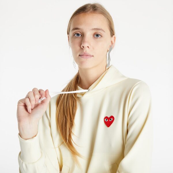 Pulóver Comme des Garçons PLAY Sweatshirt Knit Hoodie Ivory S-alacsony-ár