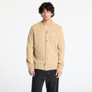 Pulóver Comme des Garçons PLAY White Emblem V-Neck Cardigan Knit UNISEX Light Camel S-alacsony-ár