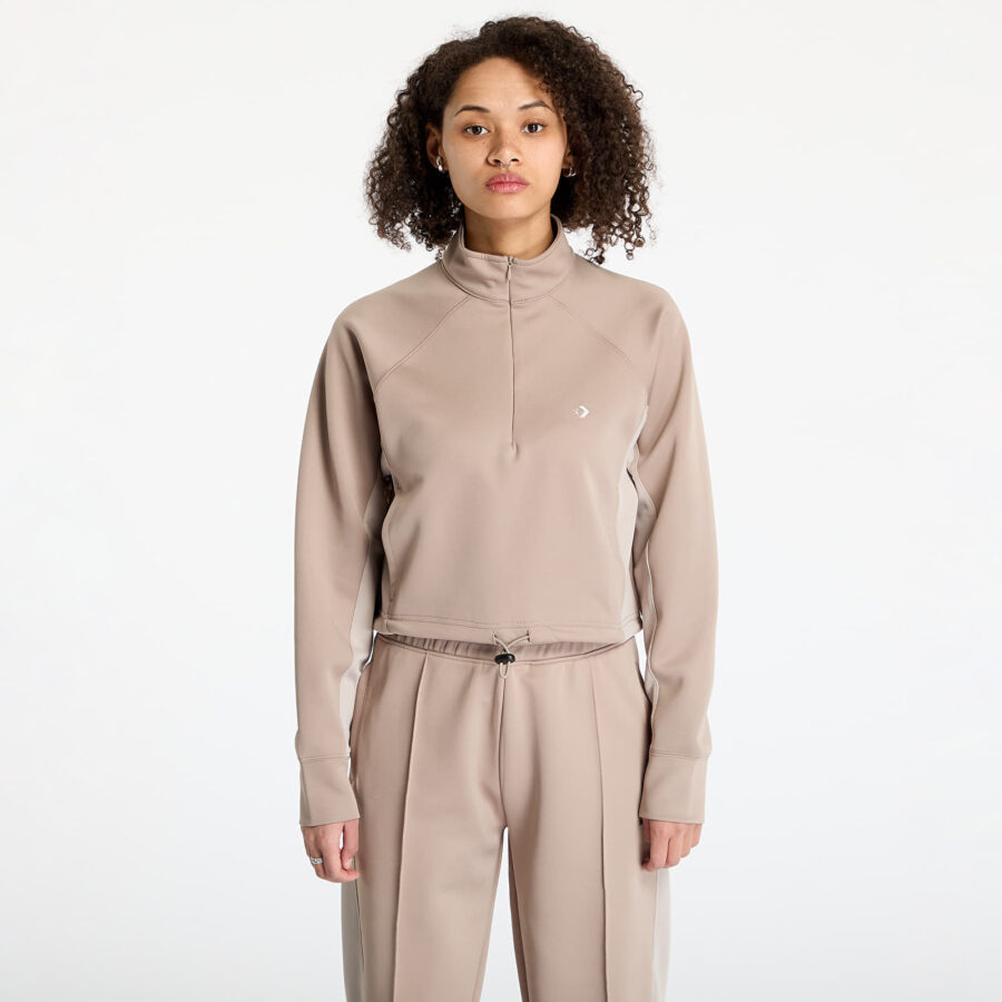 Pulóver Converse Cropped Fleece Turtleneck Vintage Cargo Sweatshirt Beige M-alacsony-ár