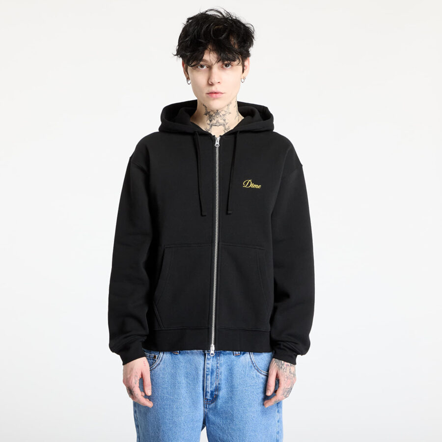 Pulóver DIME Cursive Small Logo Zip-Hoodie UNISEX Black XXL-alacsony-ár