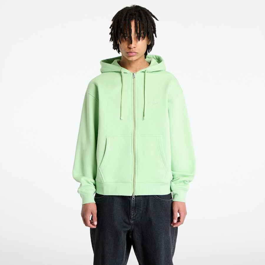 Pulóver DIME Cursive Zip-Hoodie UNISEX Sage Green S-alacsony-ár