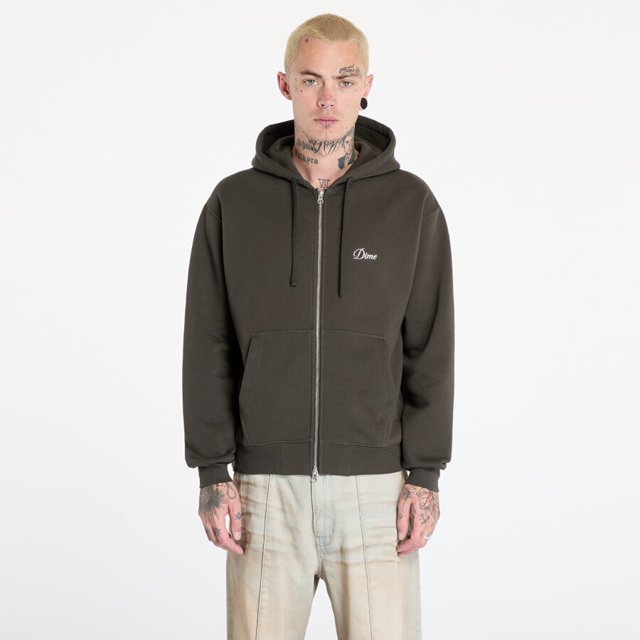 Pulóver DIME Cursive Zip Hoodie UNISEX Vintage Black XL-alacsony-ár