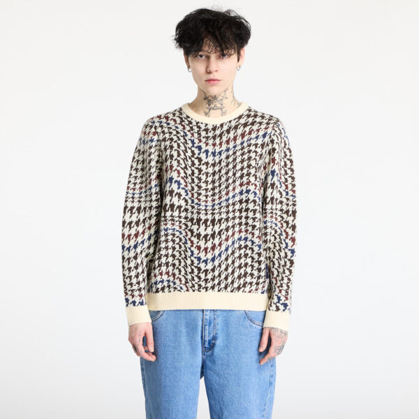 Pulóver DIME Houndstooth Knit UNISEX Cream Multi M-alacsony-ár