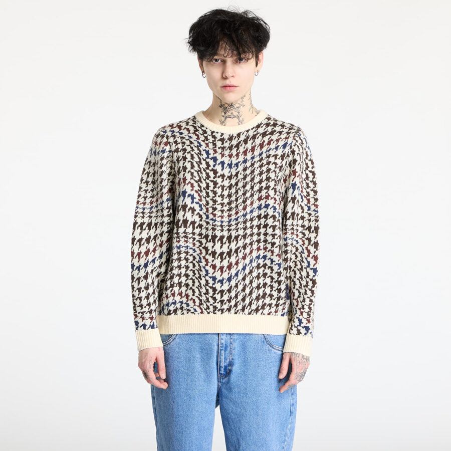 Pulóver DIME Houndstooth Knit UNISEX Cream Multi M-alacsony-ár