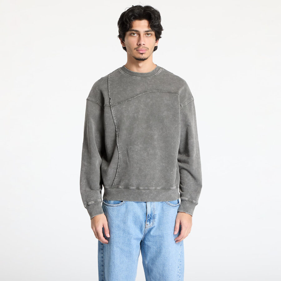 Pulóver DIME Reverse Stitch Crewneck UNISEX Charcoal Washed S-alacsony-ár