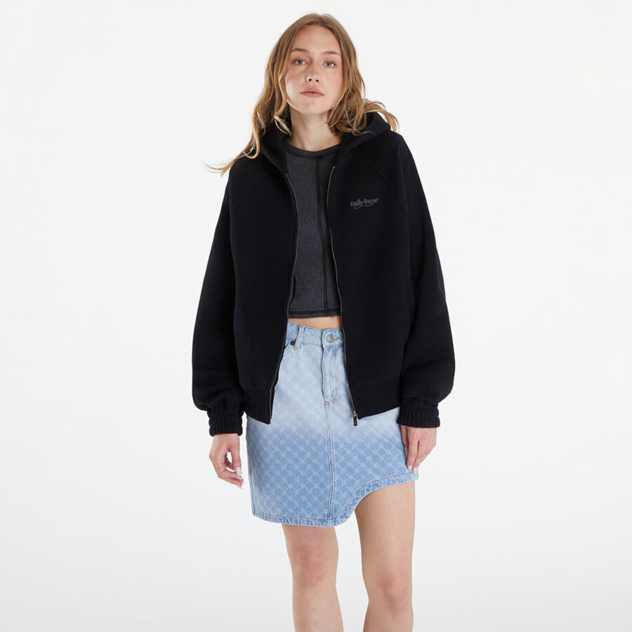 Pulóver Daily Paper Njeri Oversized Zipper Hoodie Black S-alacsony-ár