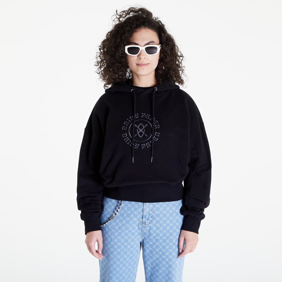 Pulóver Daily Paper Poppy Hoodie Black XS-alacsony-ár