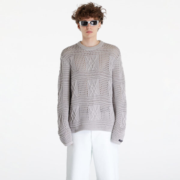 Pulóver Daily Paper Zuberi Crochet Long Sleeve Sweater Moonstruck Grey XS-alacsony-ár