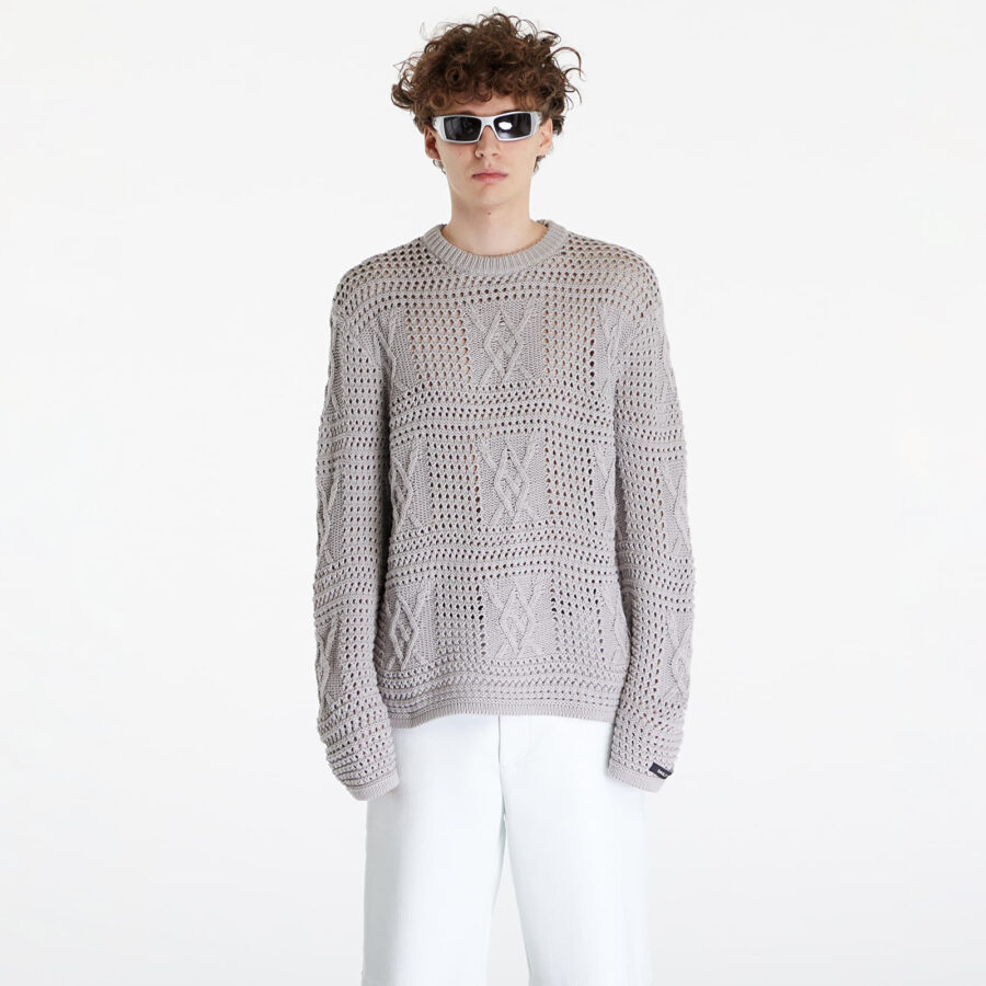 Pulóver Daily Paper Zuberi Crochet Long Sleeve Sweater Moonstruck Grey XS-alacsony-ár