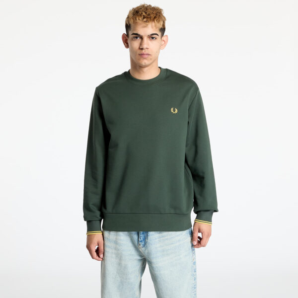 Pulóver FRED PERRY Crew Neck Sweatshirt Court Green L-alacsony-ár