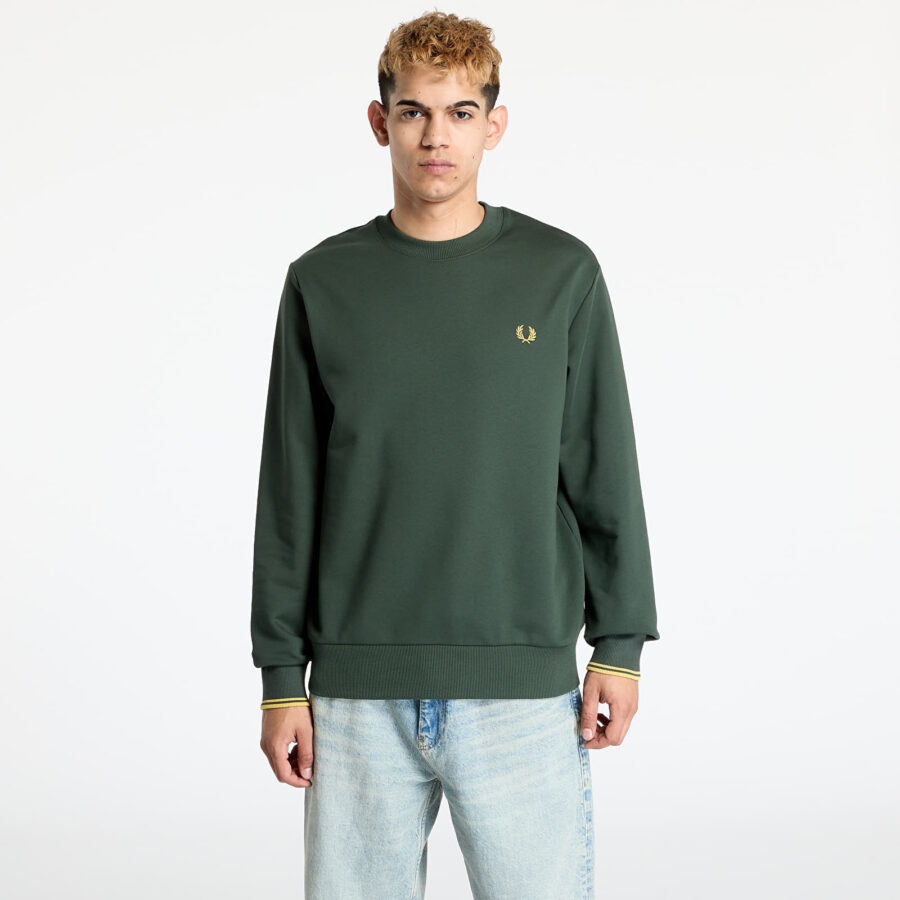 Pulóver FRED PERRY Crew Neck Sweatshirt Court Green L-alacsony-ár