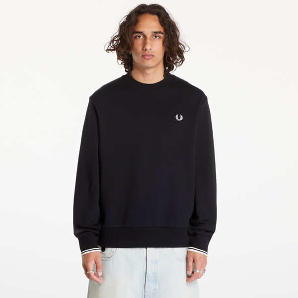 Pulóver FRED PERRY Crewneck Sweatshirt Black M-alacsony-ár