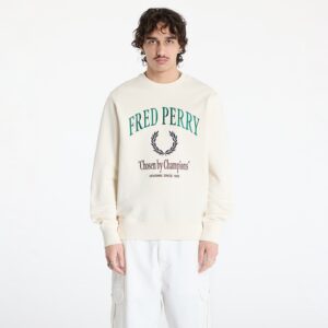 Pulóver FRED PERRY Embroidered Champion Sweatshirt Ecru M-alacsony-ár