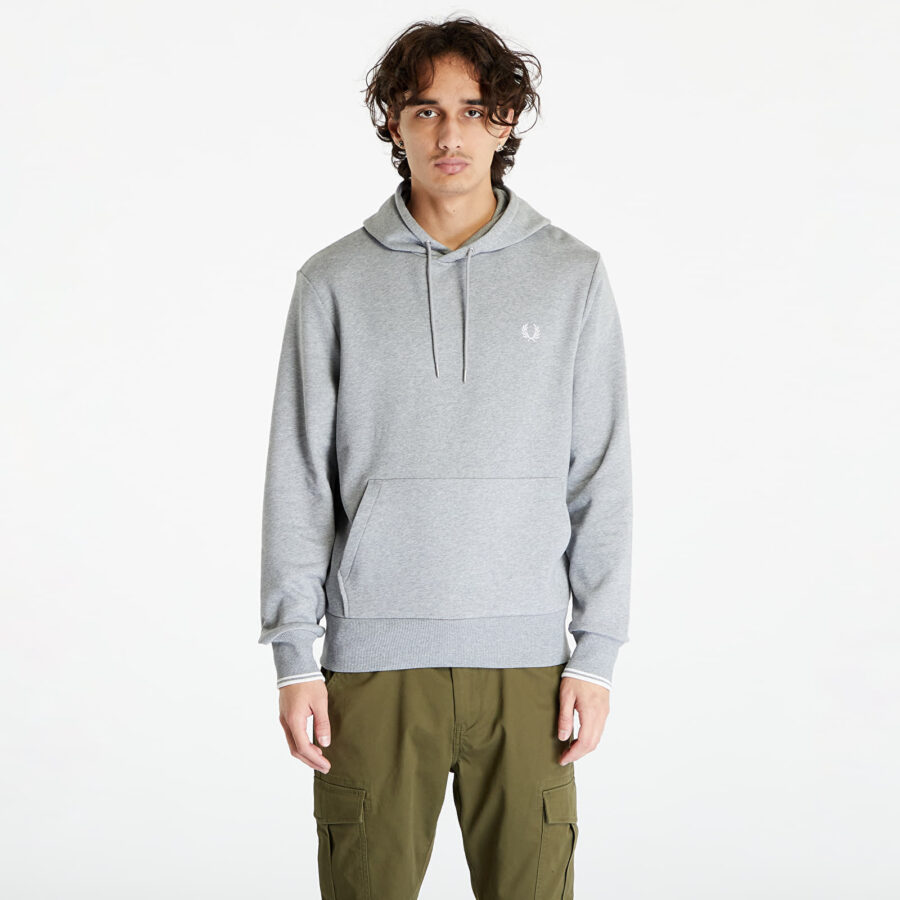 Pulóver FRED PERRY Tipped Hooded Sweatshirt Steel Marl M-alacsony-ár