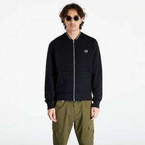 Pulóver FRED PERRY Zip Through Sweatshirt Black M-alacsony-ár