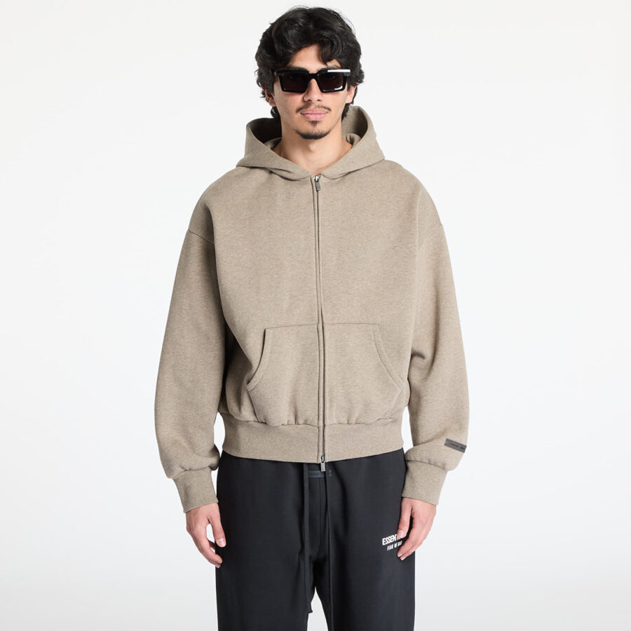 Pulóver Fear of God Essentials Classic Fit Fleece Zip Up Hoodie Homestead Heather XS-alacsony-ár