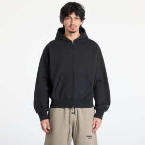 Pulóver Fear of God Essentials Classic Fit Fleece Zip Up Hoodie Jet Black XS-alacsony-ár