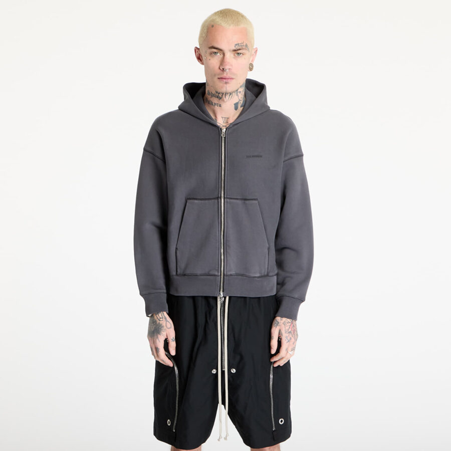 Pulóver HAL STUDIOS® Haus Hooded Zip Sweatshirt UNISEX Washed Black XXL-alacsony-ár