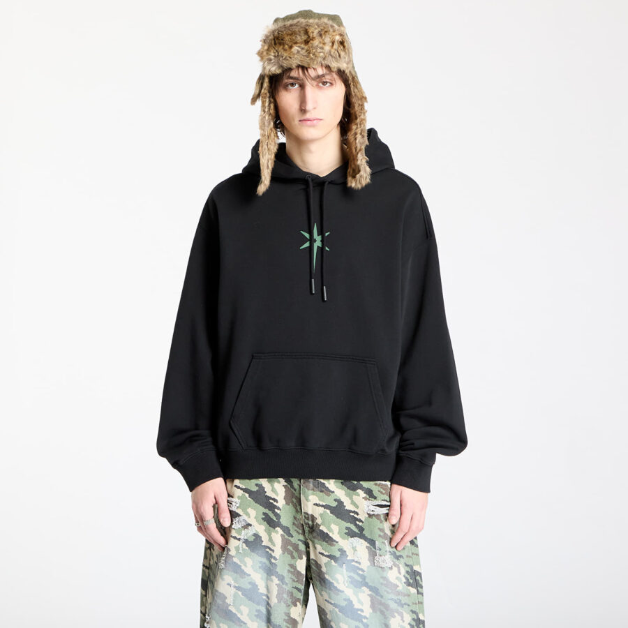 Pulóver Marcelo Burlon County Goth Boxy Hoodie Black/ Deep Green S-alacsony-ár