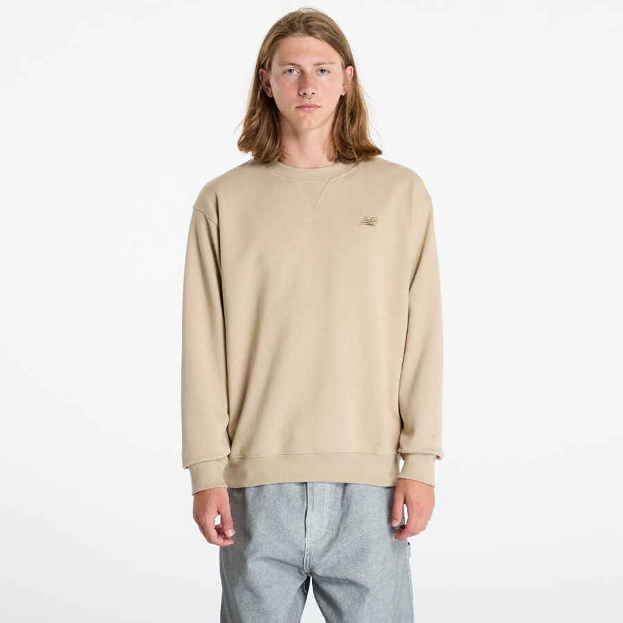 Pulóver New Balance Athletics French Terry Crew Stoneware M-alacsony-ár